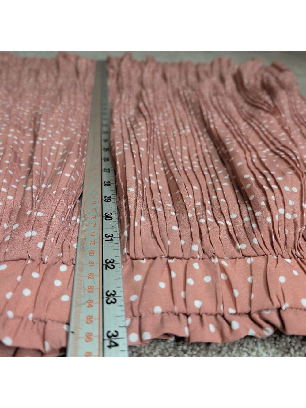 Women's EXLURA Pink Polka Dot Pleated Midi Skirt XL - Picture 6 of 8